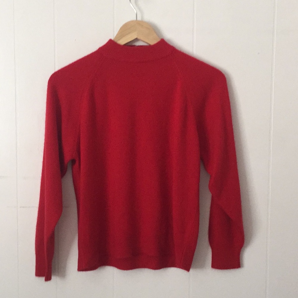 red vintage mock neck sweater